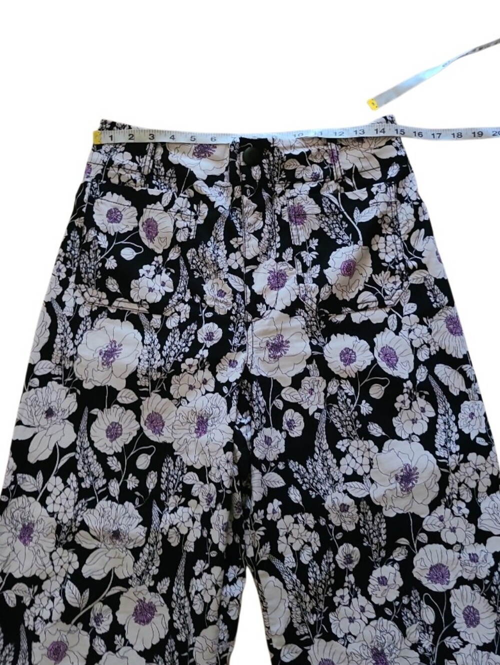 NWOT Maeve Anthroplogie The Colette Wide-Leg Cropped Pant Black Floral - Picture 13 of 15